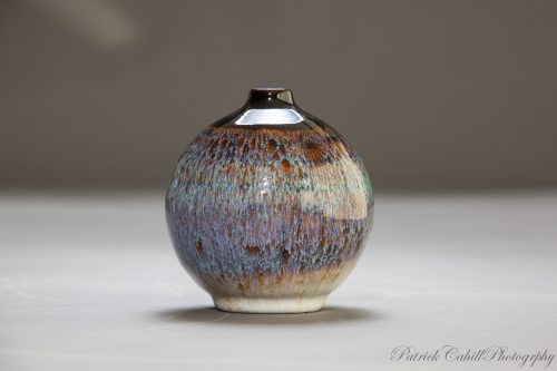 Ceramic glazed bottle, hand thrown oxidised stoneware, created by Geoffrey Healy Pottery in Wicklow Ireland.