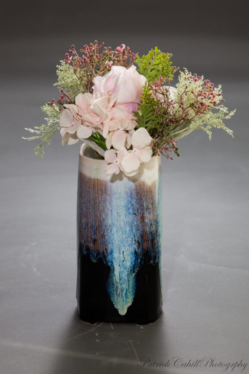 Ceramic vase, hand thrown and altered, created by Geoffrey Healy Pottery in Wicklow Ireland.